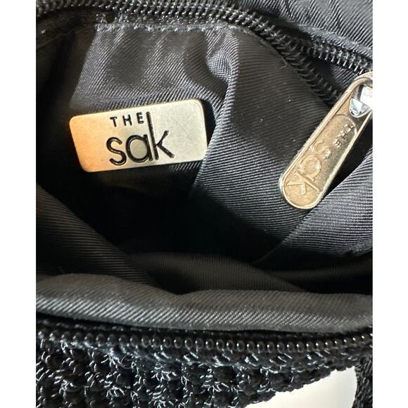 The Sak Crocheted Mini Bag Crossbody Shoulder Purse Bag Black Travel Small Boho - Picture 9 of 13